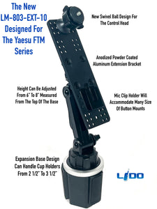 Cup Holder With Adjustable Height Control And Swivel Feature For The Yaesu FTM Series Of Control Heads