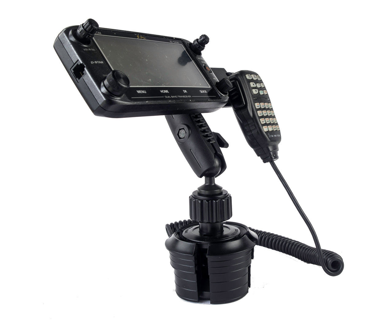 Heavy Duty Cup Holder Mount With Microphone Holder For Icom ID