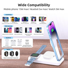 Load image into Gallery viewer, Foldable And Portable 3 in 1 Wireless Phone Charger