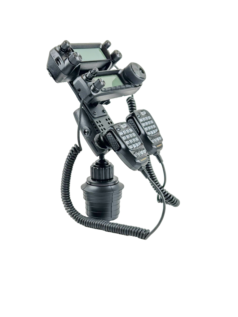 Heavy Duty Cup Holder Mount For 2 Control Heads And 2 Mics