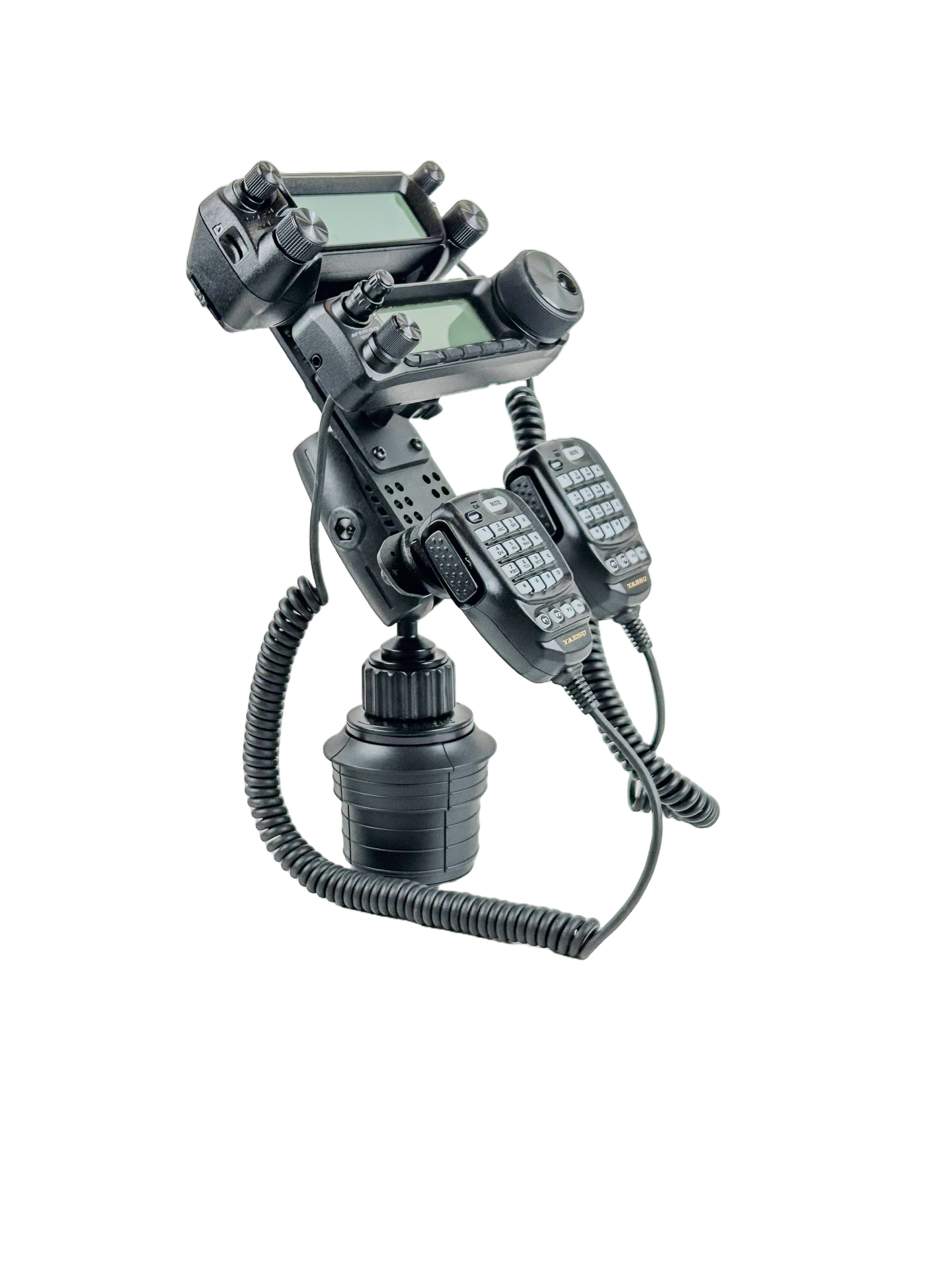 Heavy Duty Cup Holder Mount For 2 Control Heads And 2 Mics