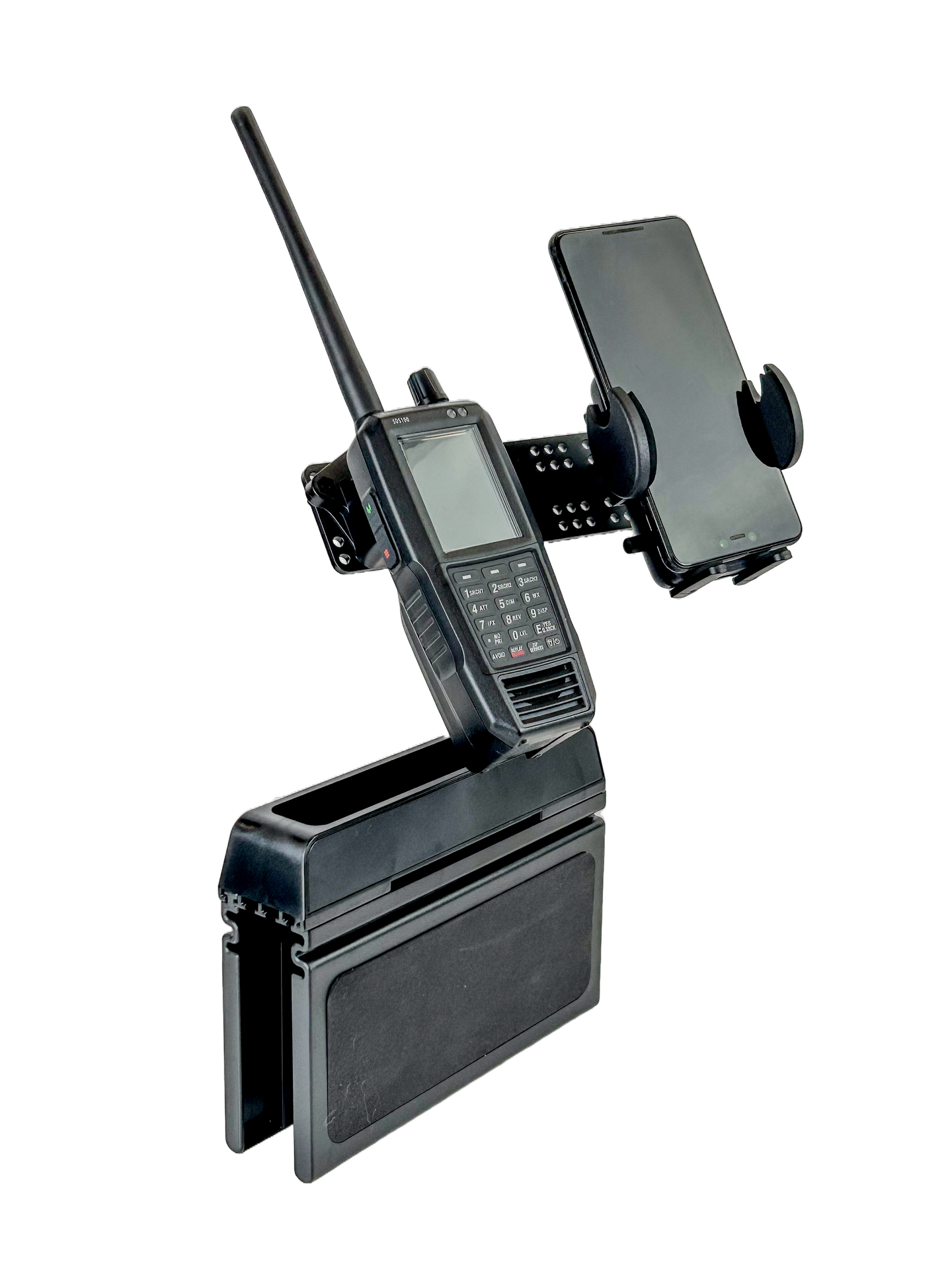 Car Seat Console Wedge Mount With Smart-Phone Holder For Uniden SDS100 BCD436HP