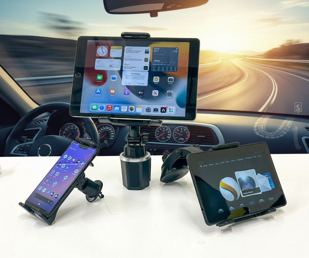 Phone/Tablet Mount Bundle. Includes cup holder, suction cup and vent mount
