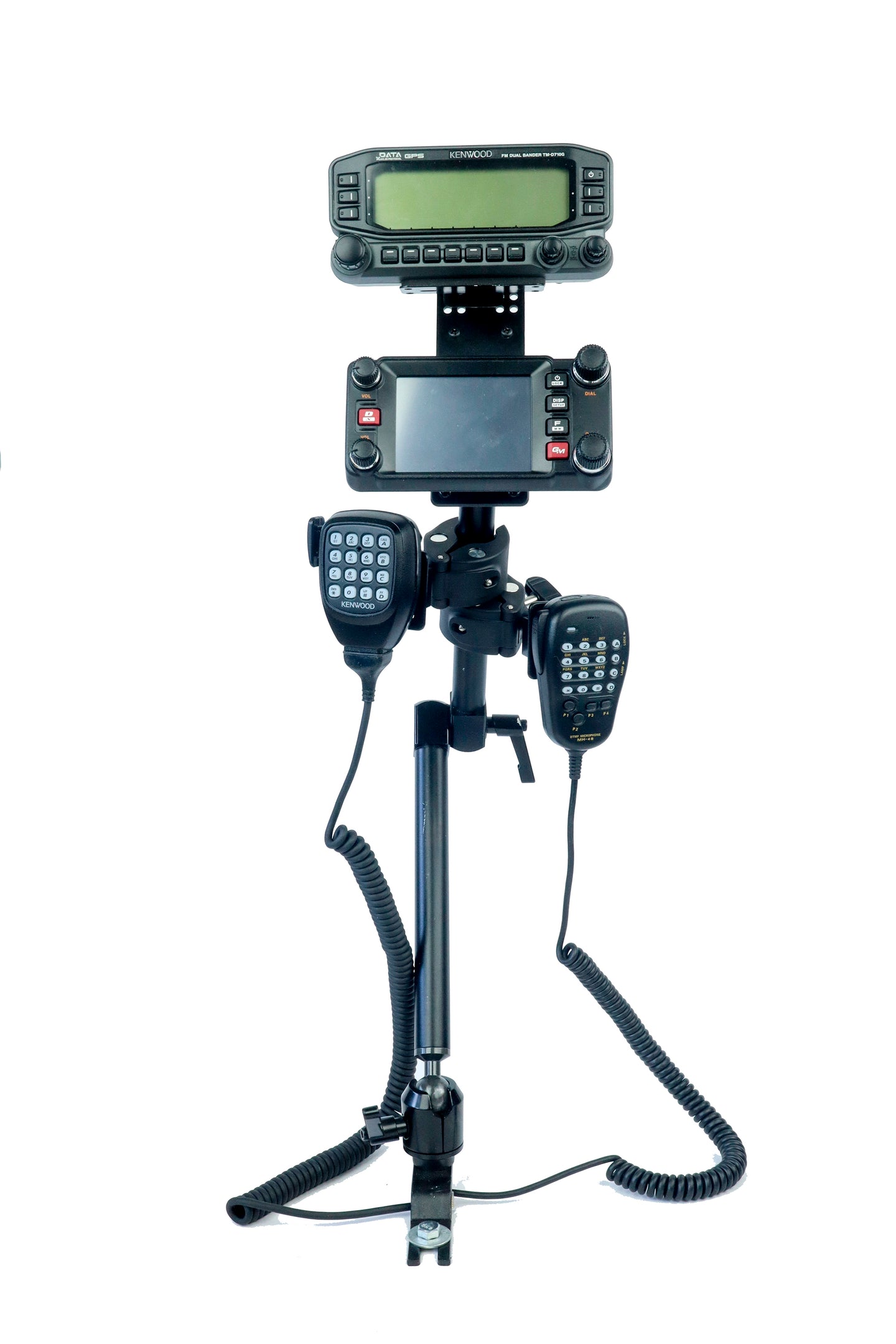 Low Vibration Heavy Duty Seat Rail Mount With Multi-Device Holder and Mic mount for all transceivers