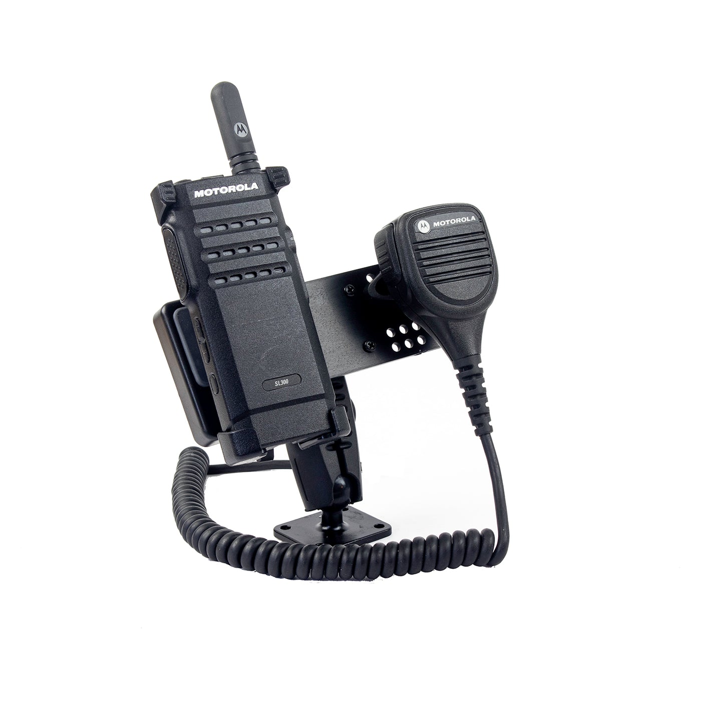 Fleet Vehicle Mount With Speaker Mic Holder For All Portables and Speaker Mics With a Clip