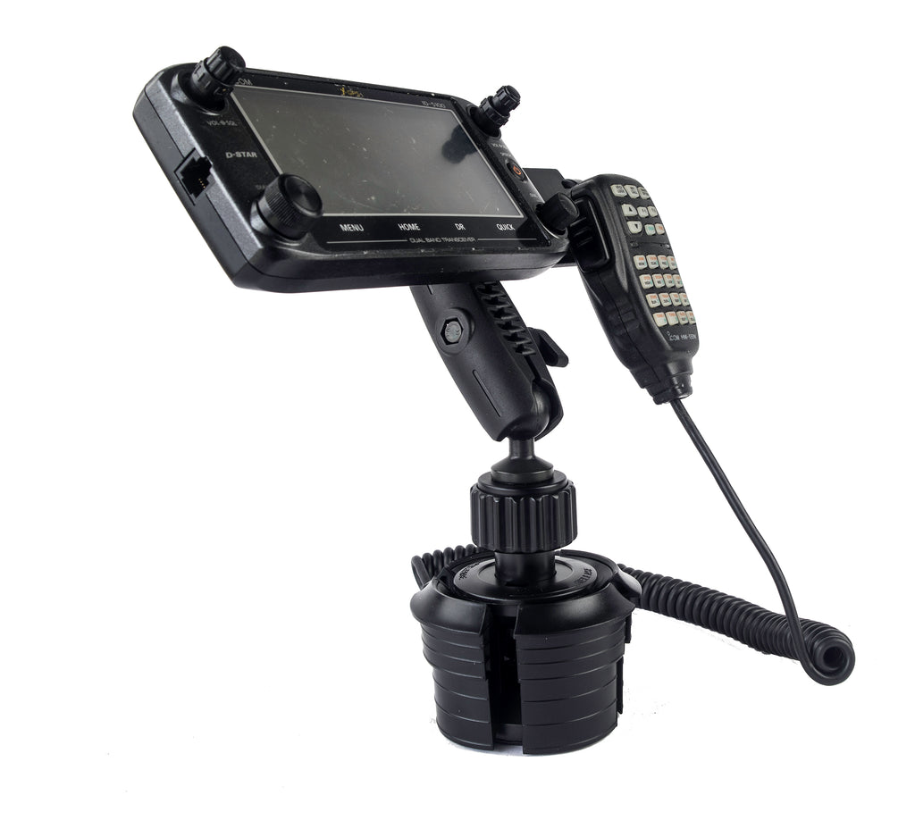 Heavy Duty Cup Holder Mount With Microphone Holder For Icom ID-5100 IC-2730