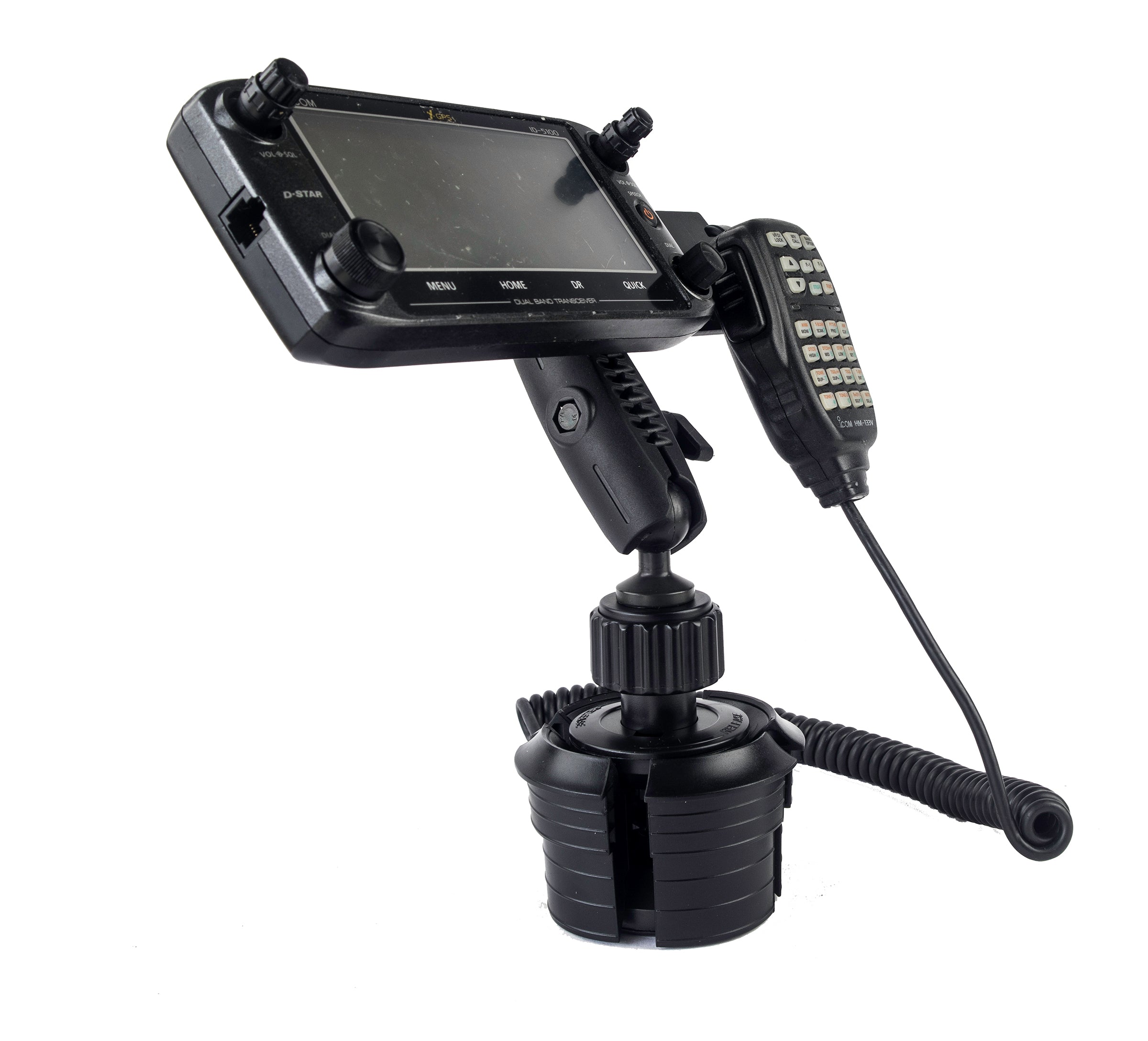 Heavy Duty Cup Holder Mount With Microphone Holder For Icom ID