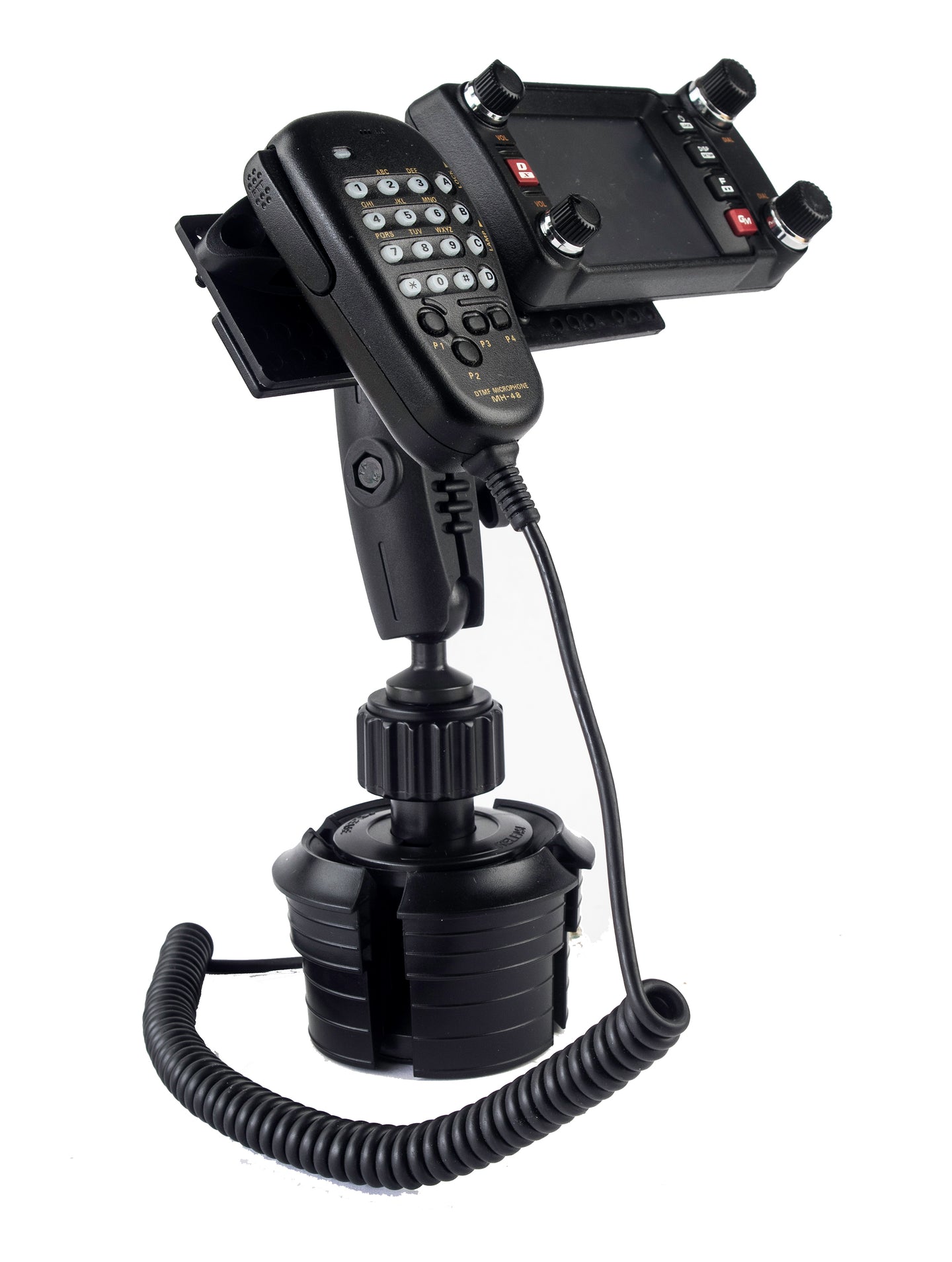 Heavy Duty Cup Holder Mount With Microphone Hanger For All Yaesu FTM Series And FT-891 Control Heads