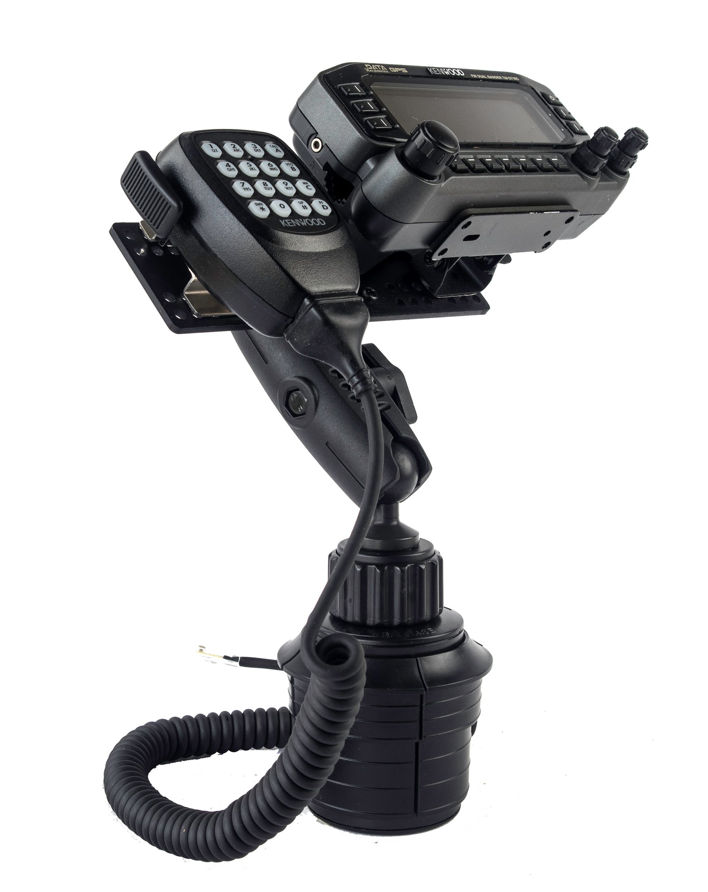 Heavy Duty Cup Holder Mount With Microphone Hanger For Kenwood TM