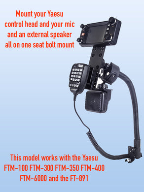 Seat Bolt Mount Holds All Yaesu FTM Series And FT-891 Control Head, Mic And External Speaker Mount